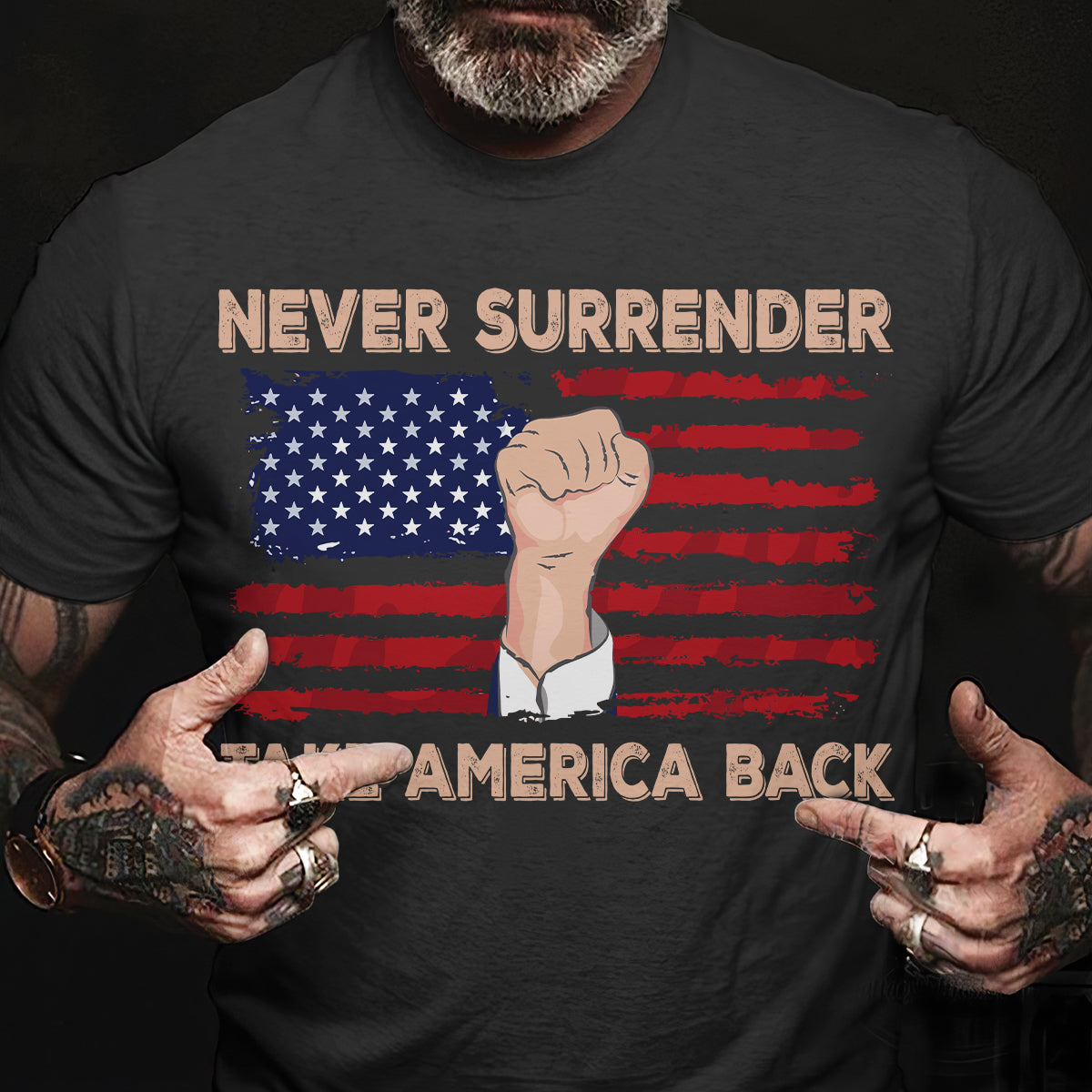 Teesdily | American Flag Shirt, Never Surrender Take America Back Tee Sweatshirt Hoodie Mug, Legend Usa 2024 Shirt, Patriotic Shirt Gift Men And Women