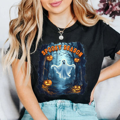 Teesdily | Halloween Ghost Pumpkin Shirt, Spooky Season Sweatshirt, Pumpkin Spooky Vibe Hoodie, Halloween Party Shirt For Women, Fall Pumpkin Tee Gift