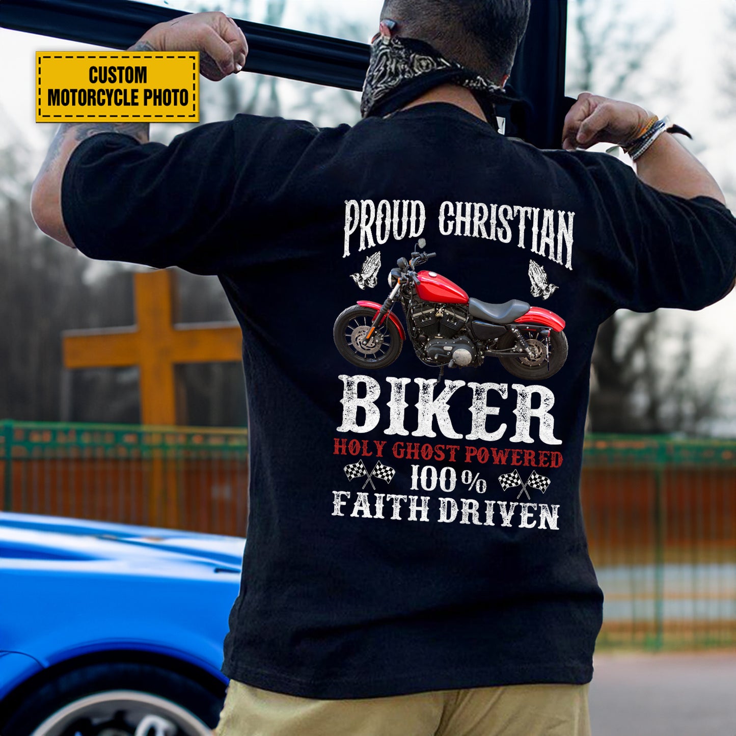 Teesdily | Christian Biker Customized Graphic Tees Men, Motorcycle Faith Driven Men's T-shirts Hoodie Sweatshirt Mug, Speed Lover Gifts, Biker Tops