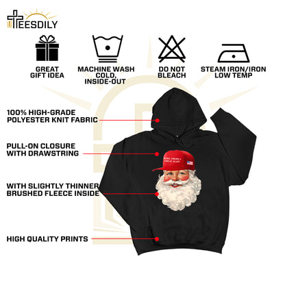 Teesdily | Santa Make Christmas Great Again Shirt, Funny Santa Christmas Sweatshirt, American Flag Santa Hoodie Mug, Xmas Gift