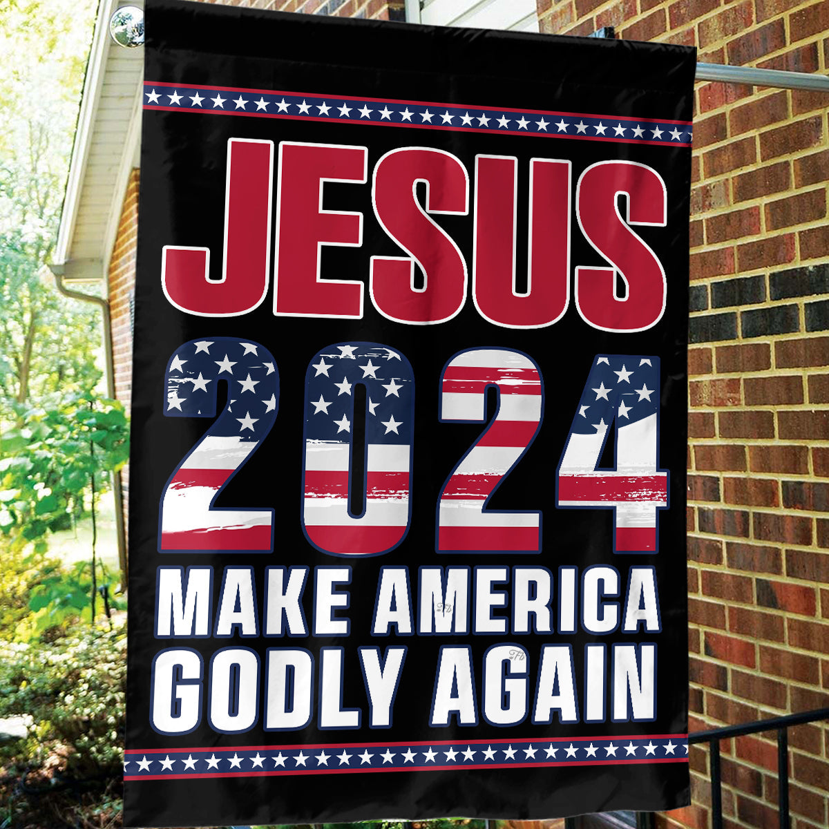 Teesdily | Jesus 2024 Make America Godly Again Patriotic Flags, Jesus American Flag Decor, Independence Day Outdoor Yard Decor, Patriotic Gifts