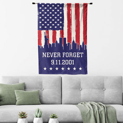 Teesdily | 11 September Day American Flag Yard Decor, 911 Never Forget House Flag, Indoor Decoration House Banner, Memorial Day Patriot Gifts