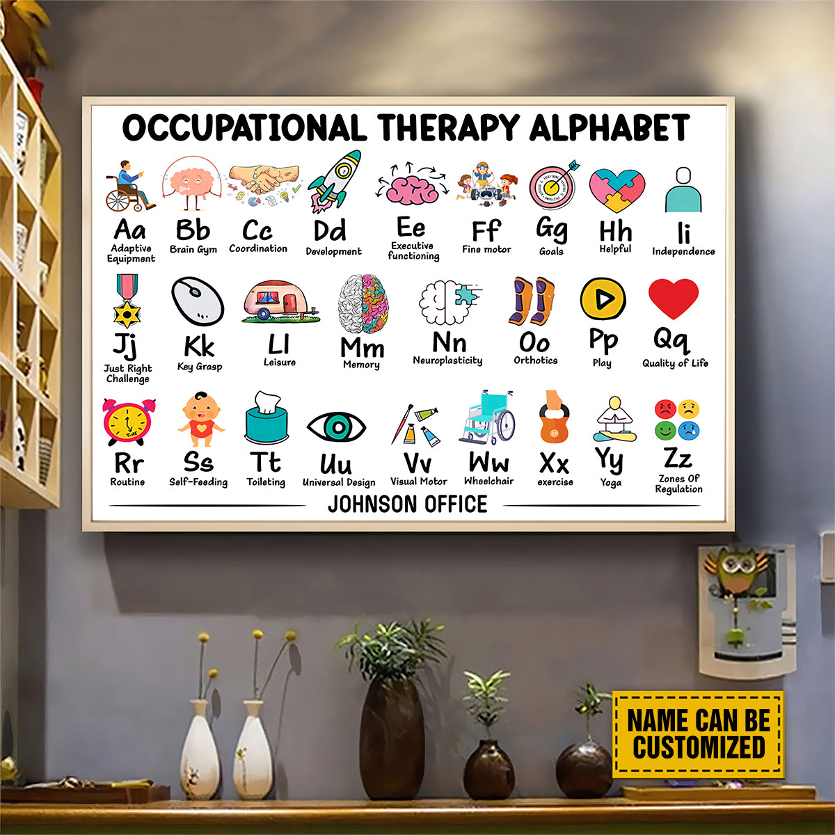 Teesdily | Occupational Therapy Alphabet Customized Poster Alphabet Poster Abc's Of Ot Occupational Therapist Print Occupational Therapy Decor