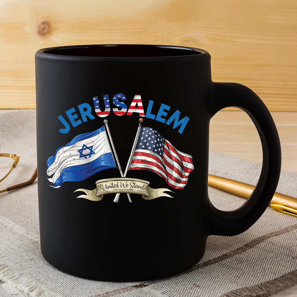 Teesdily | United We Stand With Jerusalem Shirt, Jerusalem Flag Shirt, Jerusalem Support Unisex Tshirt Hoodie Sweatshirt Mug