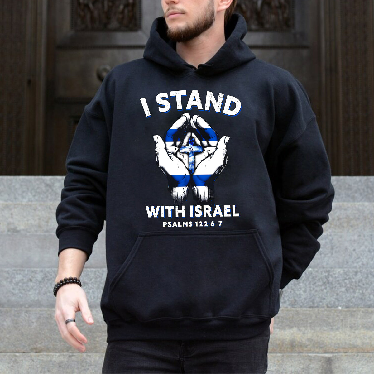 Teesdily | I Stand With Israel Back Design Tshirt, Jesus Hoodie Sweatshirt Mug, Israel Flag Shirt, Israel Support Gifts