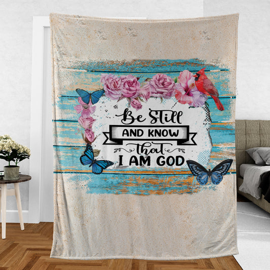 Teesdily | Be Still And Know That I Am God Blanket, Cardinal Rose Butterfly Blanket Throw, Religious Faith Gift For Mom