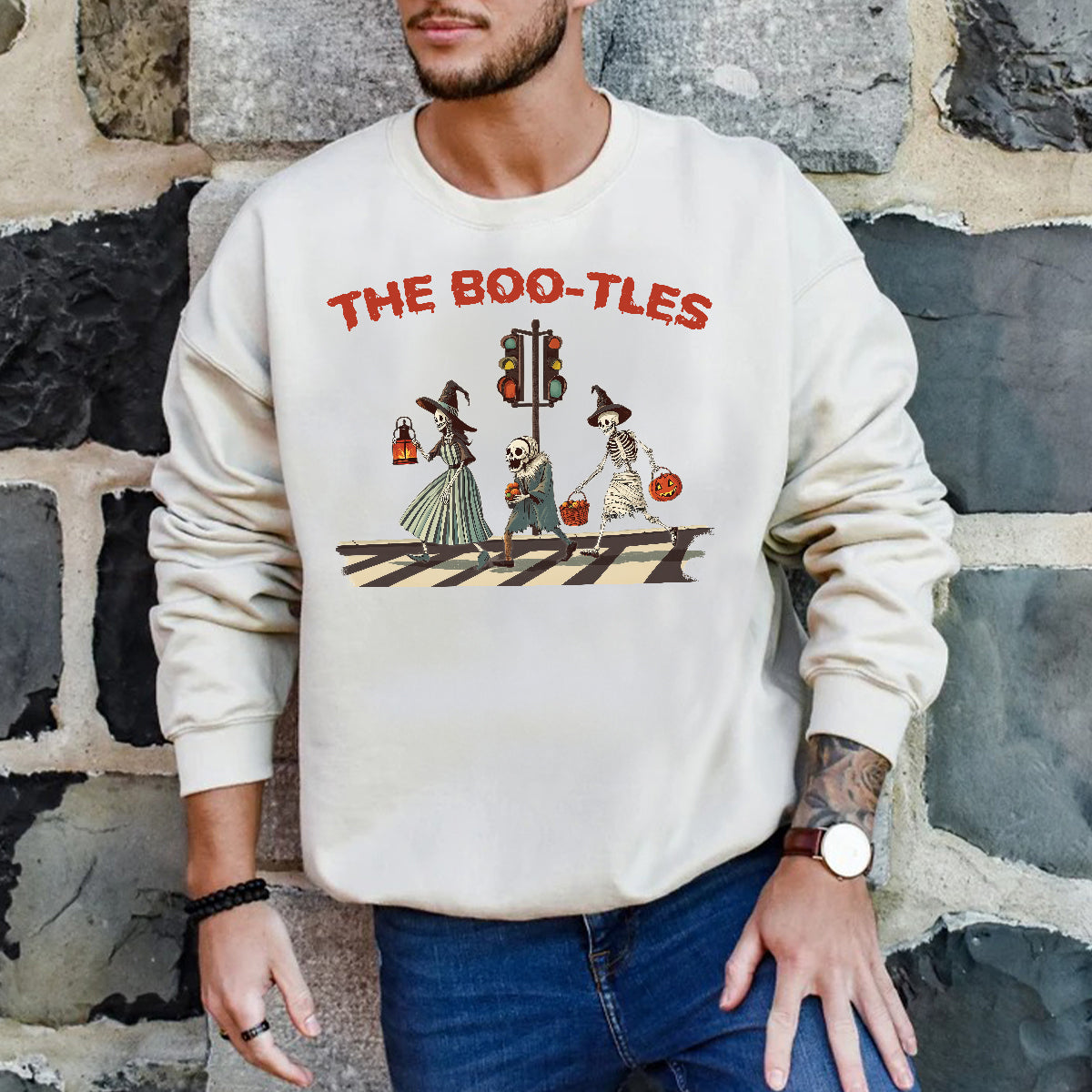 Teesdily | The Boo-tles Shirt, Halloween Witchy Sweatshirt, Halloween Boo-tles T-shirt, Witch Skeleton Mummy Pumpkin Hoodie Mug Gift