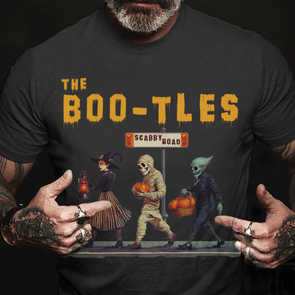 Teesdily | The Boo-tles Shirt, Retro Halloween Ghost Sweatshirt, Scabby Road Witchy Hoodie Mug, Spooky Season Skeleton Pumpkin Halloween Boo Gift