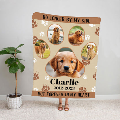 Teesdily | Pet Memorial Custom Photo Fleece Blanket, Pet Forever In My Heart Throw Blanket, Pet Paw Blankets, Pet Photo Blanket, Dog Remembrance Gifts