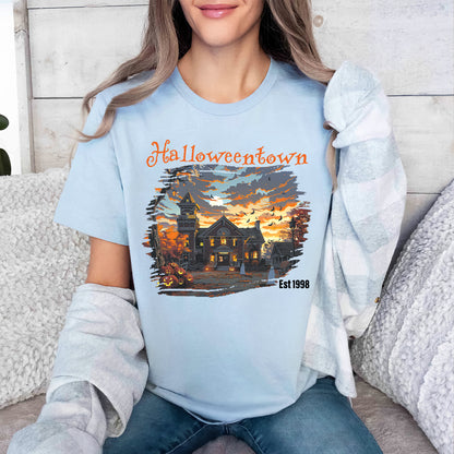 Teesdily | Halloween Town Shirt, Halloween Est 1998 Pumpkin Shirt, Halloween Sweatshirt Hoodie Mug, Retro Halloween Witch Boo, Halloween Gifts