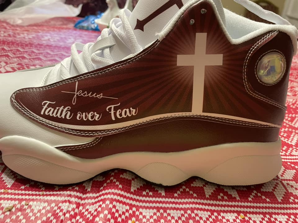 Teesdily | Customized Lion Jesus Cross Custom Basketball Shoes, Lion Of Judah Has Triumphed Running Shoes, Christian Unisex Basketball Shoes, Faith Believers