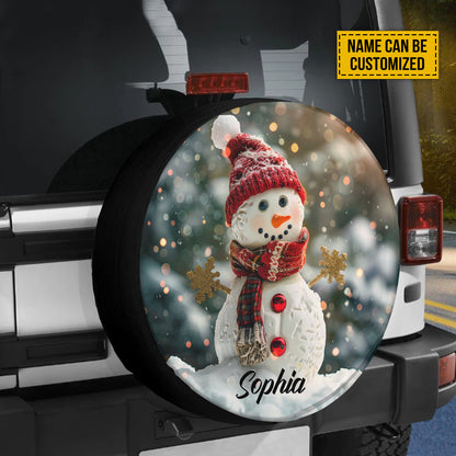 Teesdily | Christmas Snowman Spare Tire Cover, Christmas Theme Wheel Tire Cover, Christmas Car Accessories, Christmas Gift For Friend, Seasonal Decor