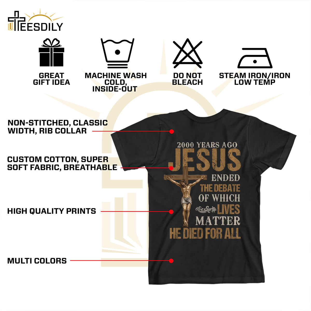 Teesdily | Jesus Crucifixion Shirt, Jesus He Die For All Shirt, Christian Bible Inspired Tee, Christian Religious Unisex Tshirt Hoodie Sweatshirt Mug