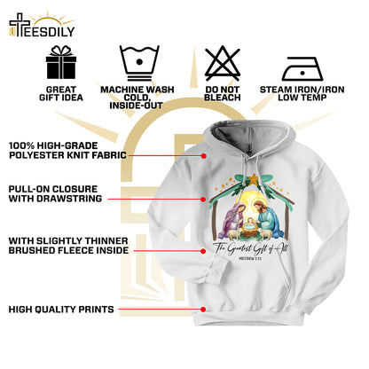 Teesdily | The Greatest Gift Of All Shirt, Nativity Shirt, Christian Nativity Christmas Sweatshirt Hoodie Mug, Religious Gift