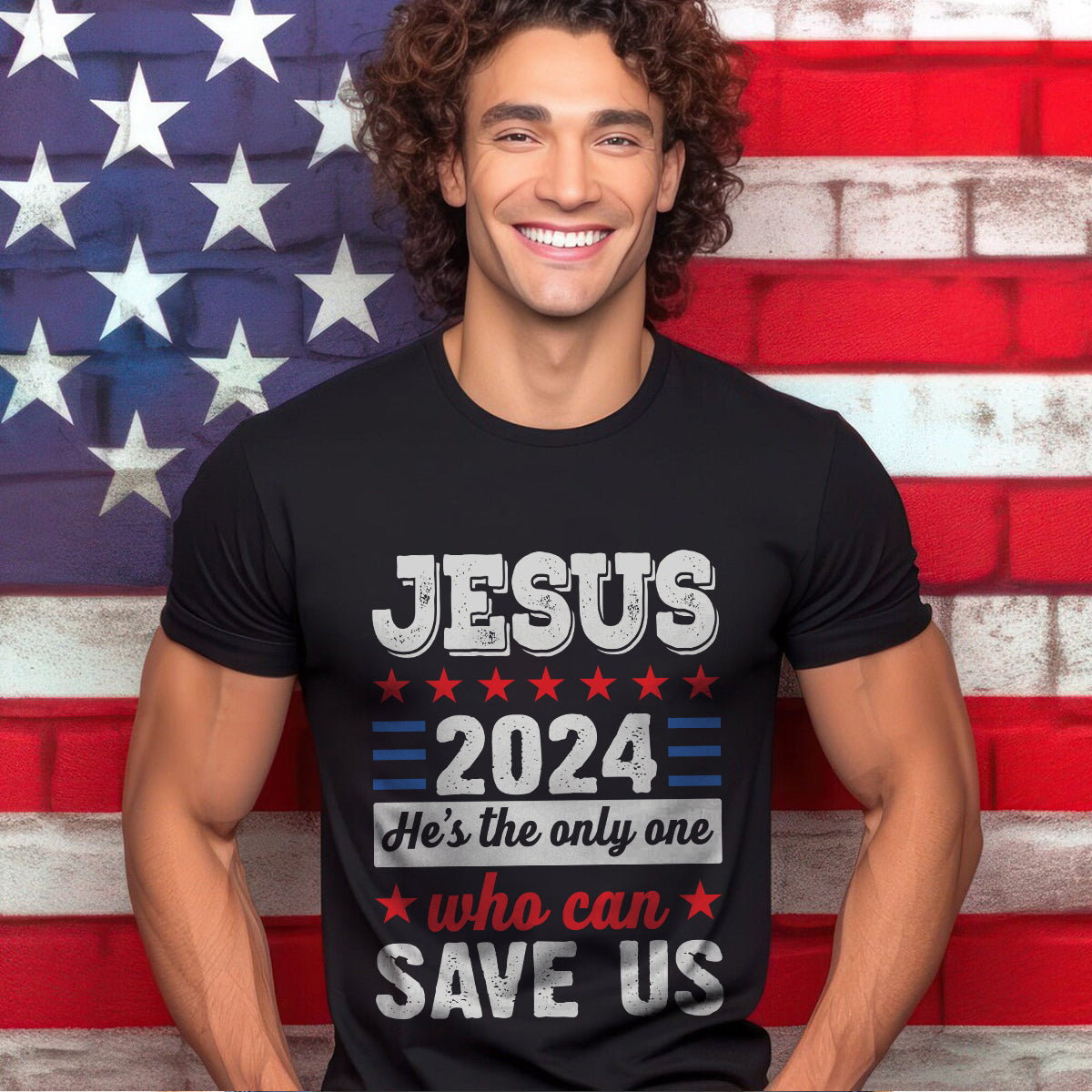 Teesdily | Jesus American Shirt, Jesus Who Can Save Us Tee Sweatshirt Hoodie Mug, Patriotic Christian Tee, Jesus Lover Gift, Patriotic Jesus Gift