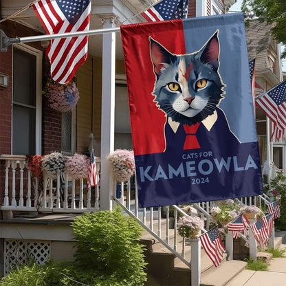 Teesdily | Cats For Kameowla 2024 Flag, Garden Flag House Outdoor Decor, Feminist 2024 Flag, Gift For Cat Lovers