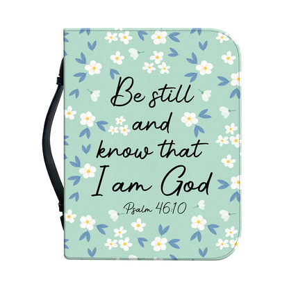 Teesdily | Wildflower Custom Bible Bag, Be Still And Know That I Am God Bible Case, Bible Covers For Girls, Women Faith Bible Cover With Handle