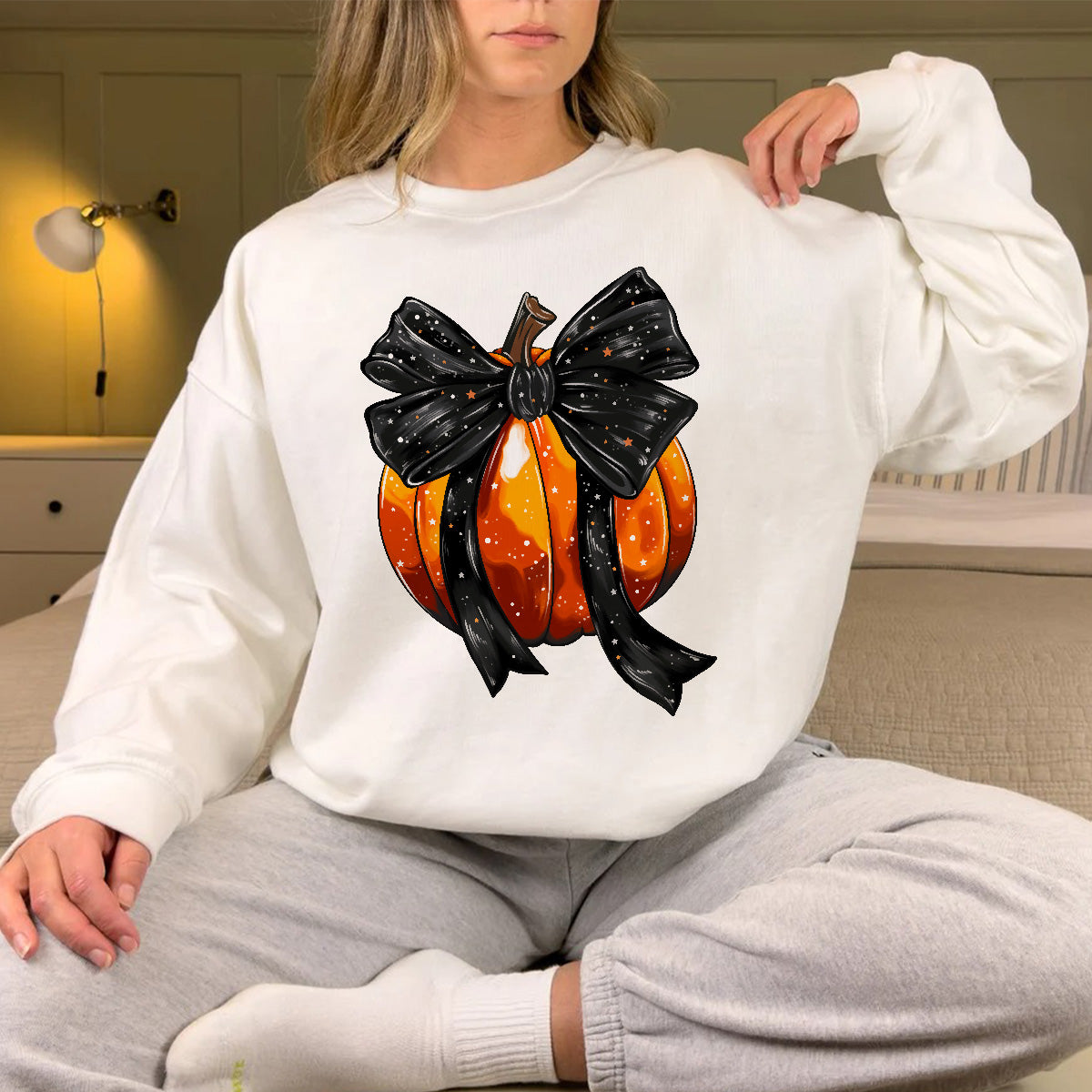 Teesdily | Retro Halloween Coquette Bow Spooky Shirt, Fall Pumpkin Coquette Bow Sweatshirt, Fall Vibes Hoodie, Fall Season Shirt, Halloween Tees