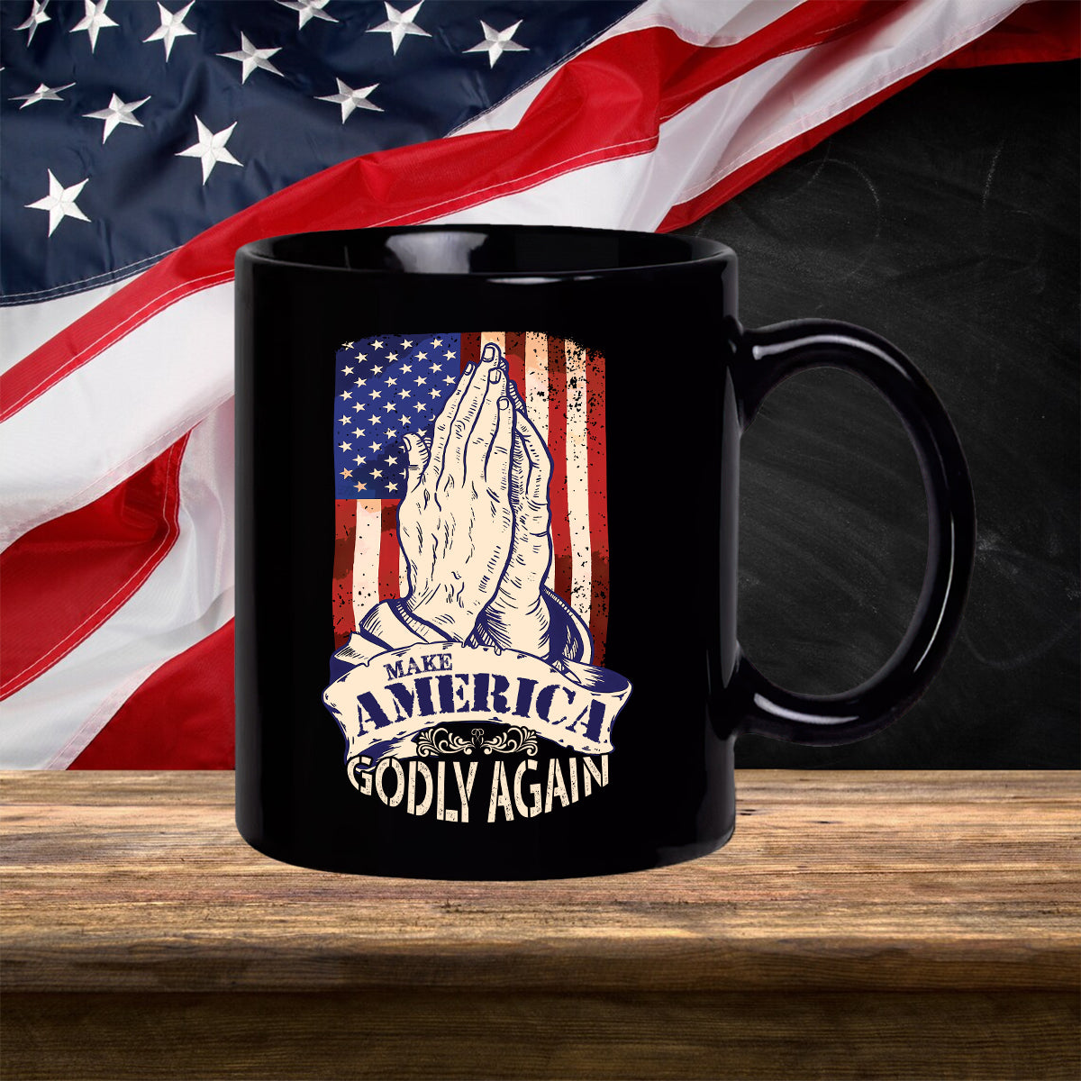 Teesdily | American Flag Jesus Praying Hands Shirt, Make America Godly Again Tee Sweatshirt Hoodie Mug, Jesus Lovers Gifts, Christian Apparel