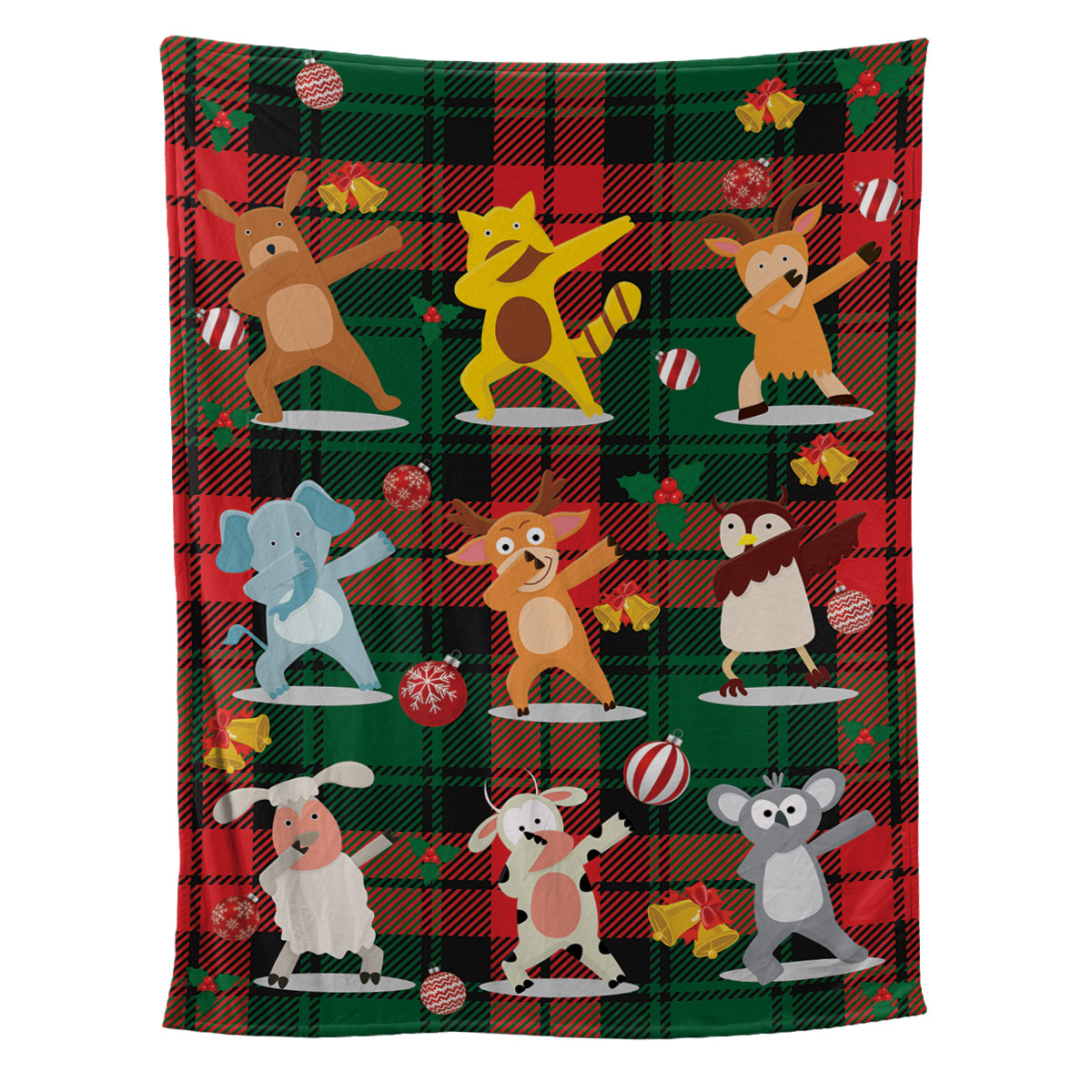 Teesdily | Christmas Cartoon Animals Personalized Blanket For All Season Nursery Xmas Sherpa Blanket Cute Christmas Gift For Kids Customized Fleece