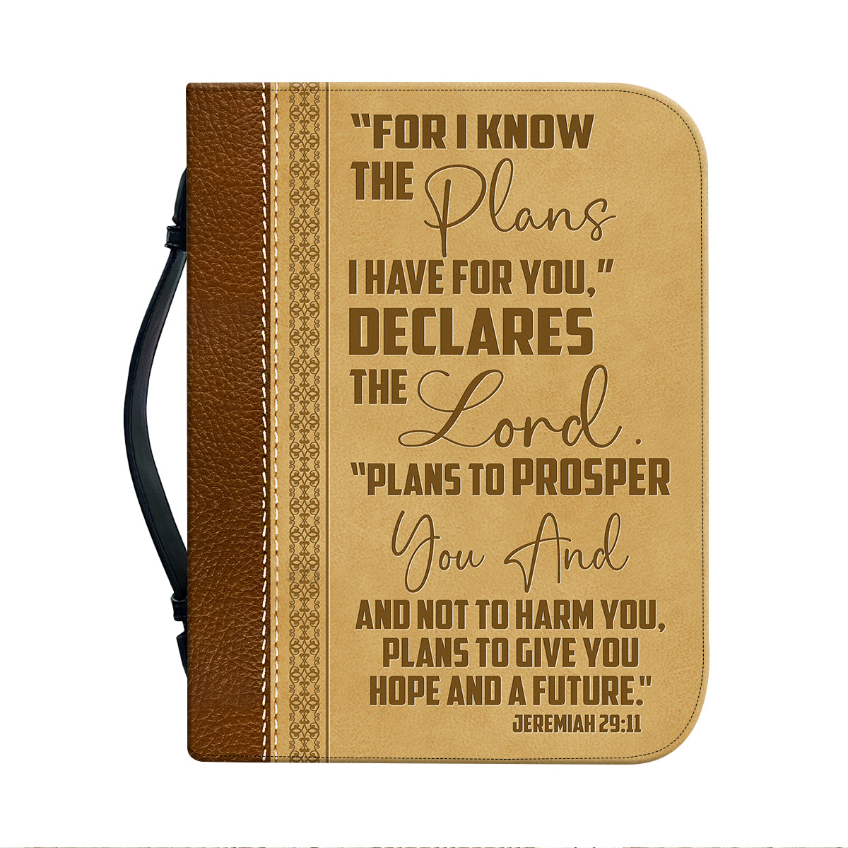 Teesdily | Custom God Bible Verse Leather Bible Bag Be Strong And Let Your Heart Take Courage Christian Bible Holder Religious Bible Accessories