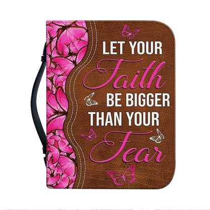 Teesdily | Butterflies Pattern Customized Bible Holder, Let Your Faith Be Bigger Than Fear, Religious Christian Gifts, Inspirational Gifts For Women