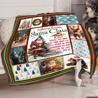 Teesdily | Santa Claus Christmas Blanket Throw, Advice From Santa Blanket, Christmas Noel Quilt Blanket, Home Decor Christmas Gift