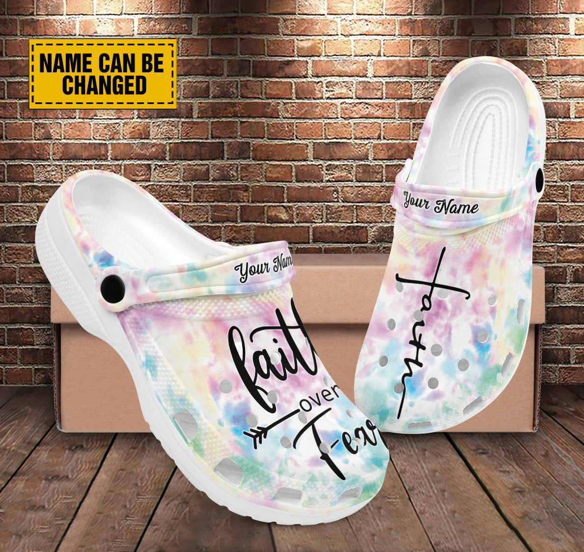 Teesdily | Faith Over Fear Multicolor Customized Clogs Shoes, Gift For Jesus Lovers, God Faith Believers, Christian Gifts, Kid & Adult Unisex Clogs Shoes Eva