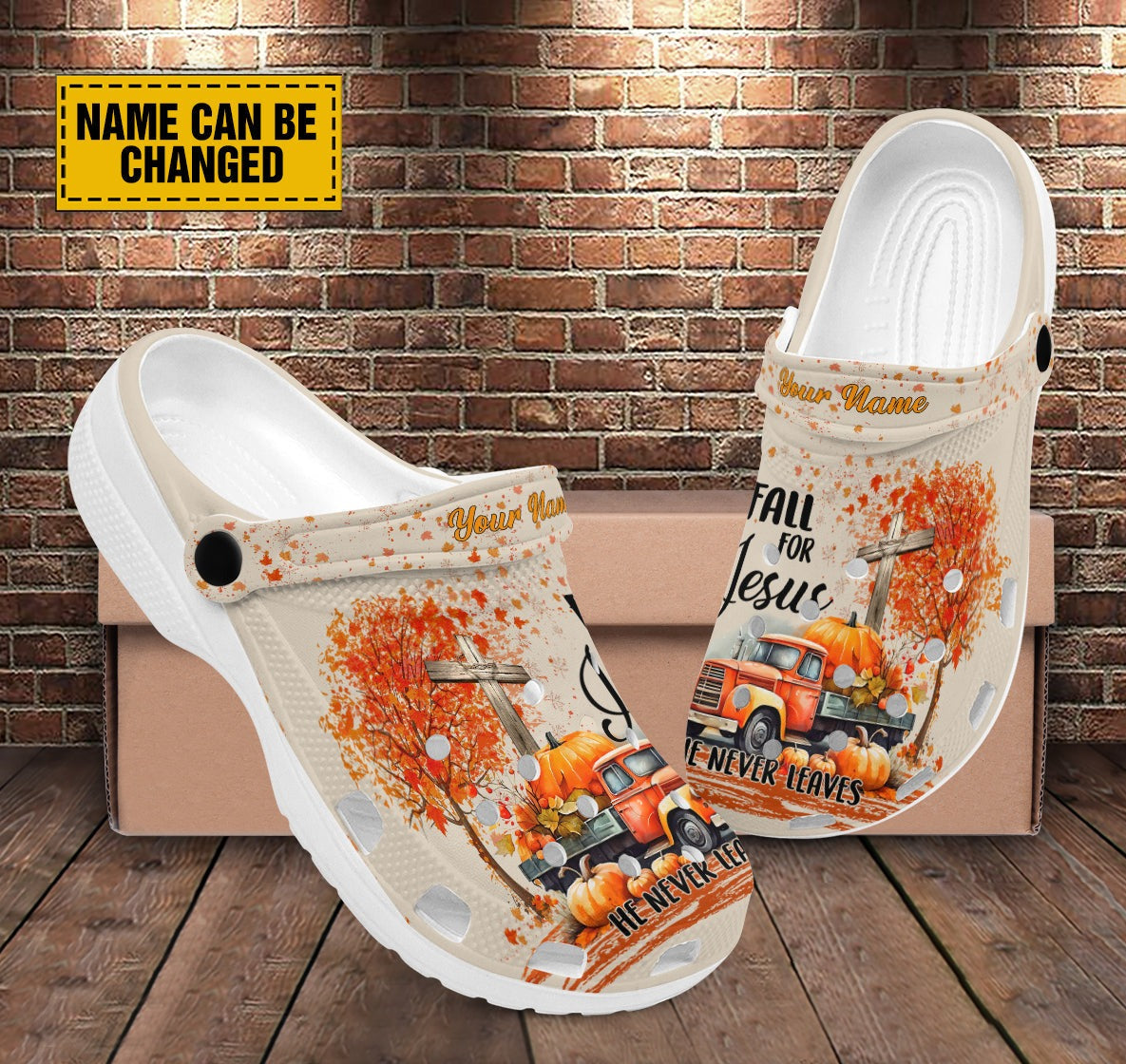 Teesdily | Jesus Thanksgiving Personalized Backstrap Clogs, Fall For Jesus He Never Leaves Clog Shoes, Autumn Pumpkin Car Kid & Adult Eva Clogs