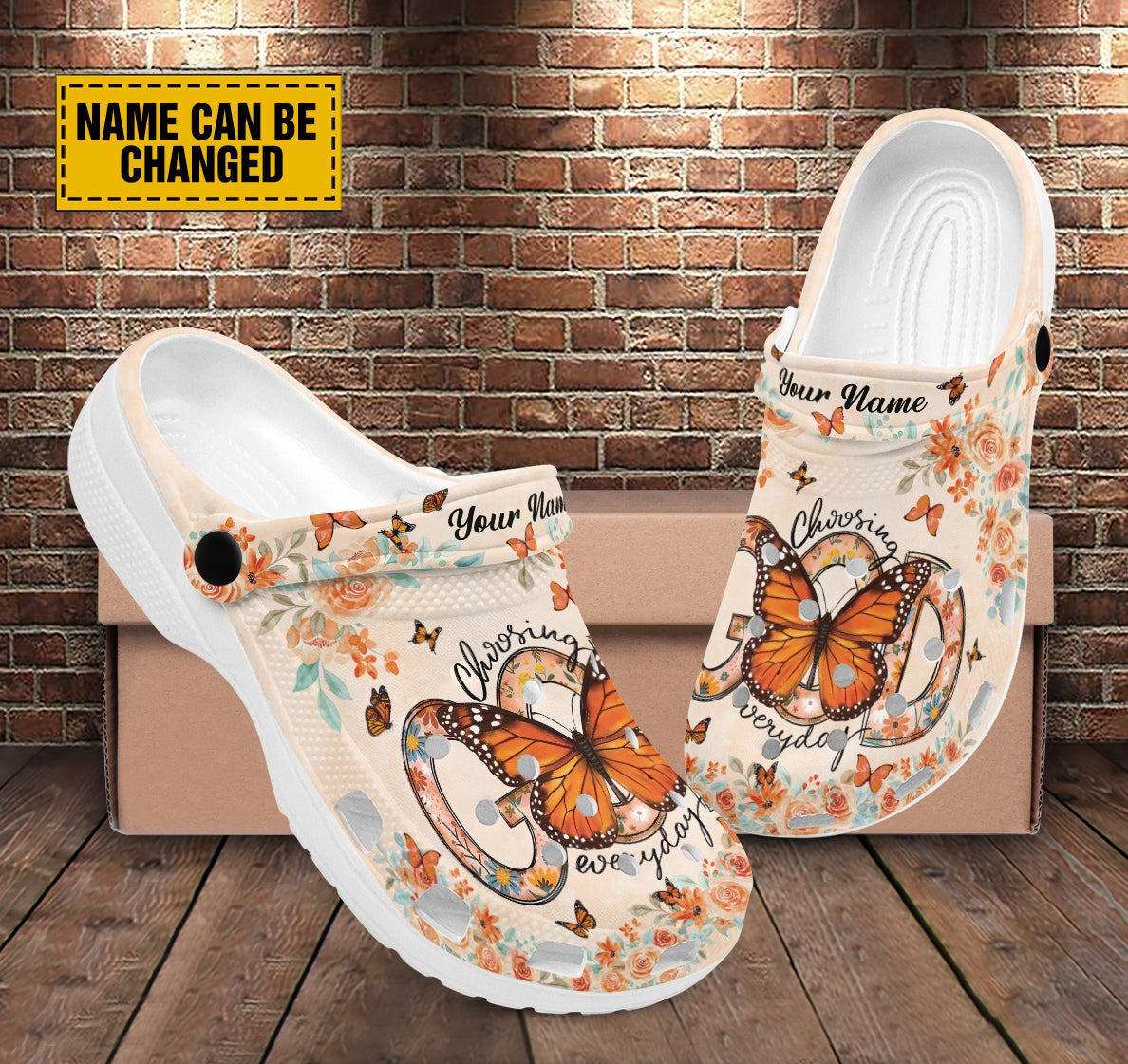 Teesdily | Choosing God Everyday Customized Clogs Shoes, Gift For Jesus Lovers, God Faith Believers, Christian Gifts, Gift For Butterfly Lovers Kid & Adult Unisex Clogs Shoes Eva