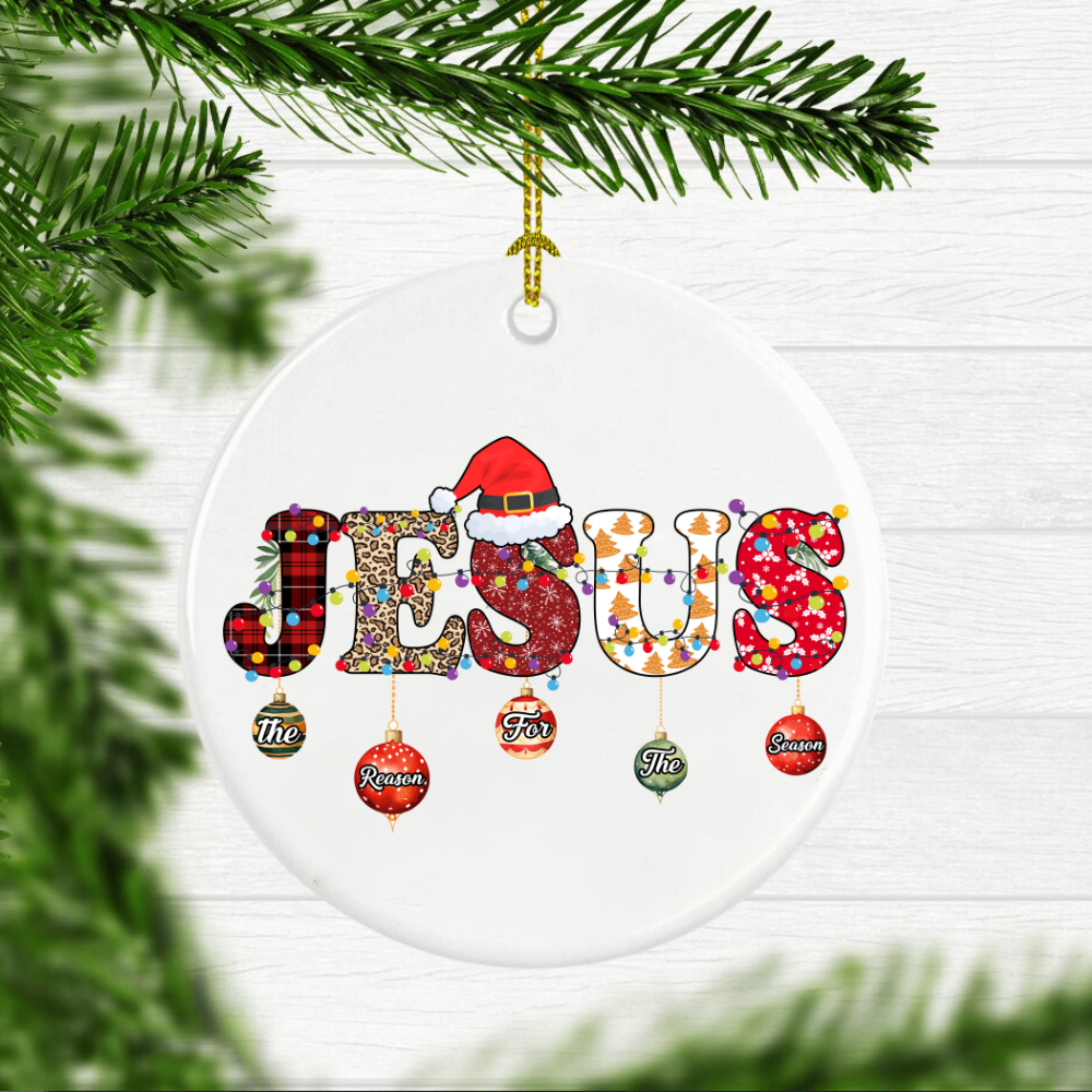 Teesdily | Jesus The Reason For The Season Ornament Christmas, Jesus Christ Faith Religious Ornament Christmas Gifts