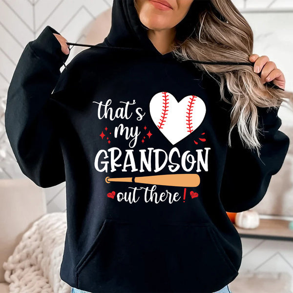 Teesdily | Baseball Grandma Shirt, That's My Grandson Out There Tops, Mothers Day Gift, Sporty Nana Streetwear Clothing Unisex Tshirt Hoodie Sweatshirt Size S-5XL / Mug 11-15Oz