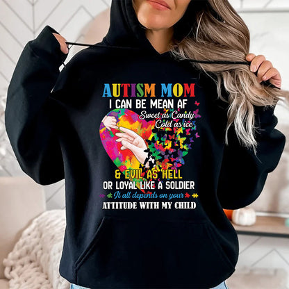 Teesdily | Autism Awareness Shirt, Autism Mom Hoodie Sweatshirt Mug, It All Depends On Your Attitude With My Child, Autism Mom Pride, Autistic Gifts