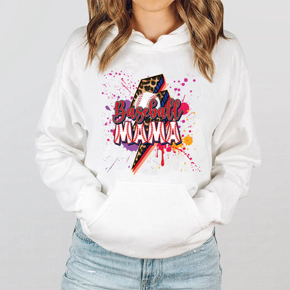 Teesdily | Baseball Mama Lightning Shirt, Mother's Day Softball Mom Shirt, Leopard Mama Tops, Sport Mom Gifts Unisex Tshirt Hoodie Sweatshirt Mug