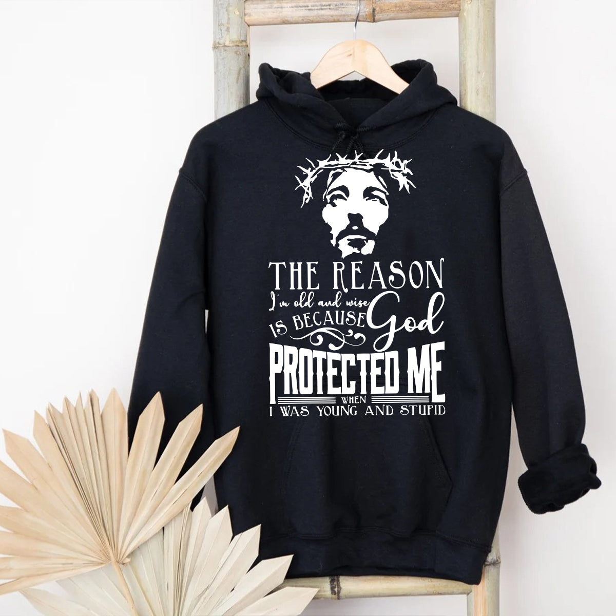 Teesdily | Jesus Portrait Print Shirt Jesus God Protected Me When I Was Young And Stupid Sweatshirt Hoodie Mug Christian Gift Ideas