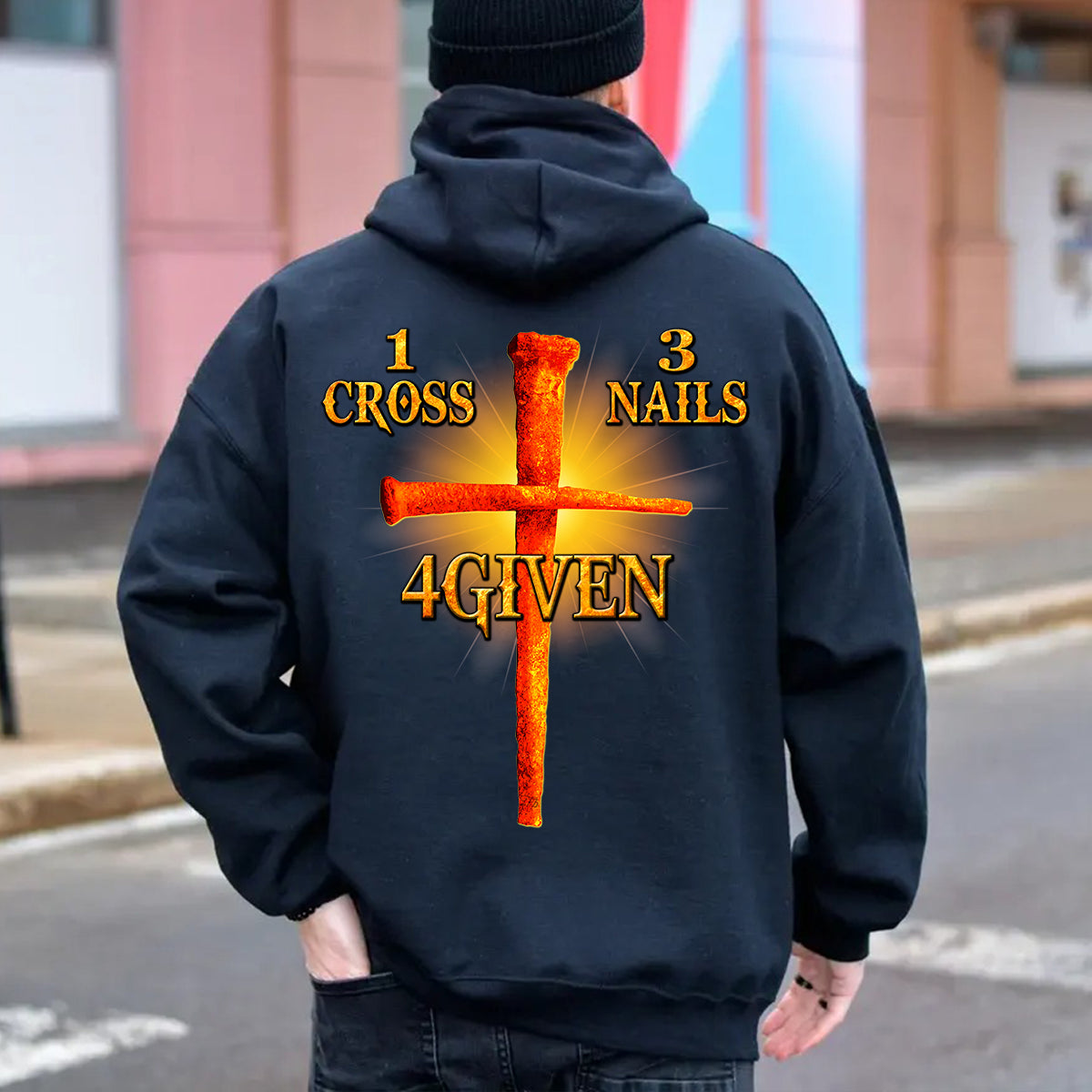 Teesdily | Jesus Christ Cross Unisex Tshirt Backside, Jesus 1 Cross 3 Nails 4 Given Hoodie Sweatshirt, Christian Mug, Religious Gift Idea