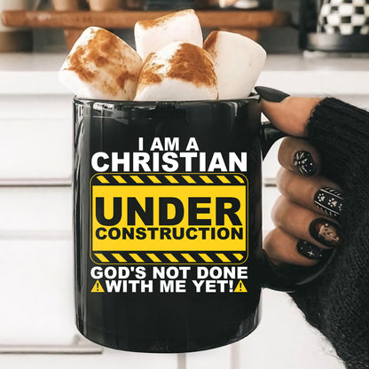 Teesdily | Jesus Christ Shirt, I Am A Christian Under Construction God's Not Done With Me Yet Tee Sweatshirt Hoodie Mug, Jesus Lovers Gifts