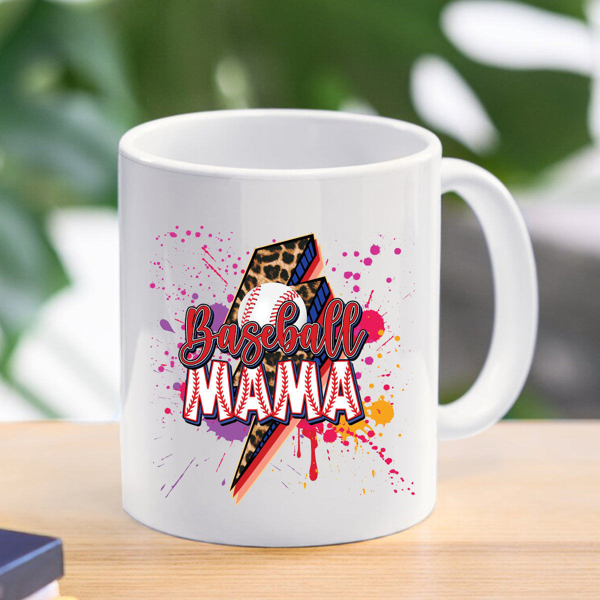 Teesdily | Baseball Mama Lightning Shirt, Mother's Day Softball Mom Shirt, Leopard Mama Tops, Sport Mom Gifts Unisex Tshirt Hoodie Sweatshirt Mug