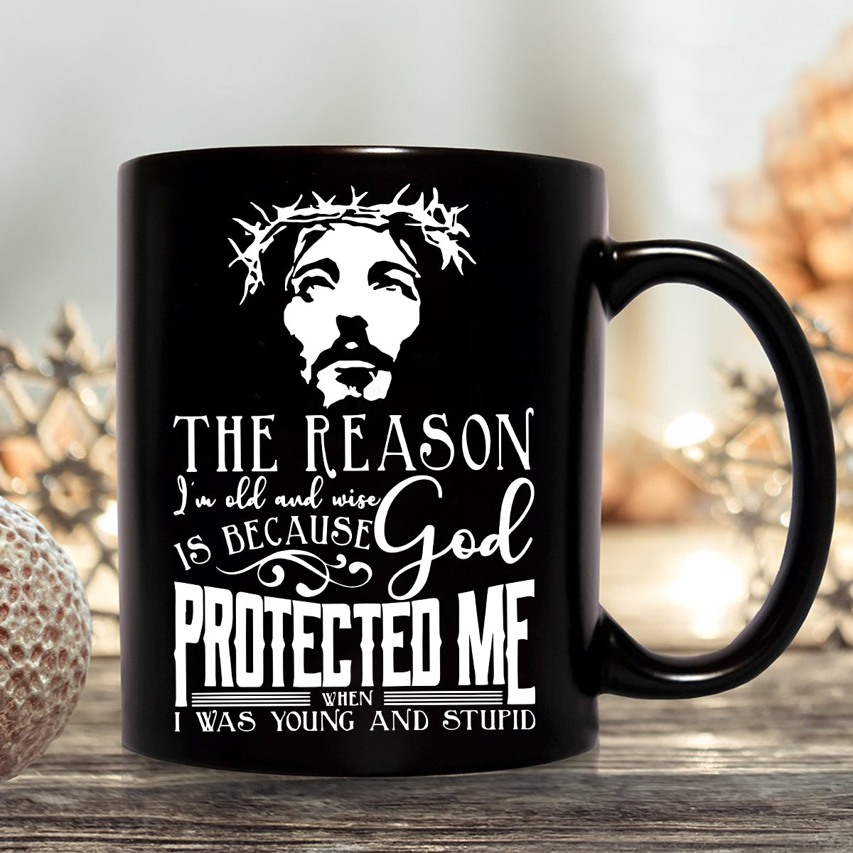 Teesdily | Jesus Portrait Print Shirt Jesus God Protected Me When I Was Young And Stupid Sweatshirt Hoodie Mug Christian Gift Ideas