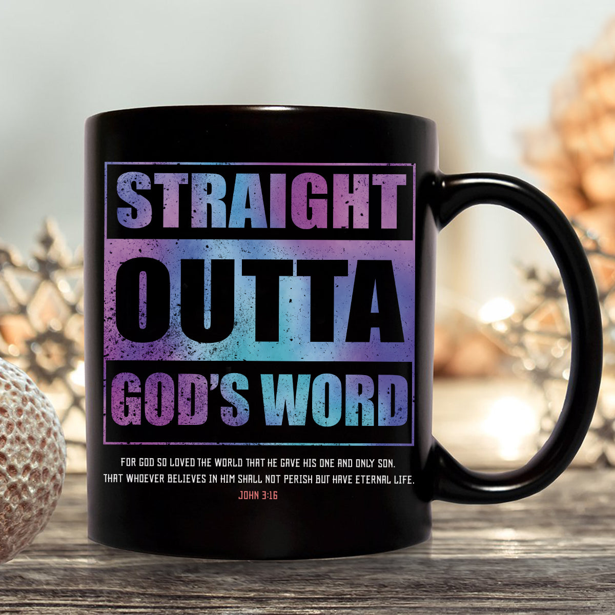 Teesdily | Straight Outta God's Word Hologram Casual Shirt Jesus Christian Lord Vintage Sweatshirt Hoodie Mug God Bible Verse Tee Religious Gift Ideas