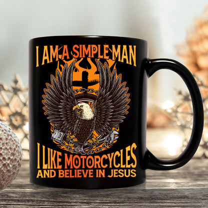 Teesdily | Christian Biker Shirt, Jesus Eagle Motorcycles Sweatshirt Hoodie Mug, Simple Man Like Motorcycles And Believe In Jesus, Speed Lover Gifts