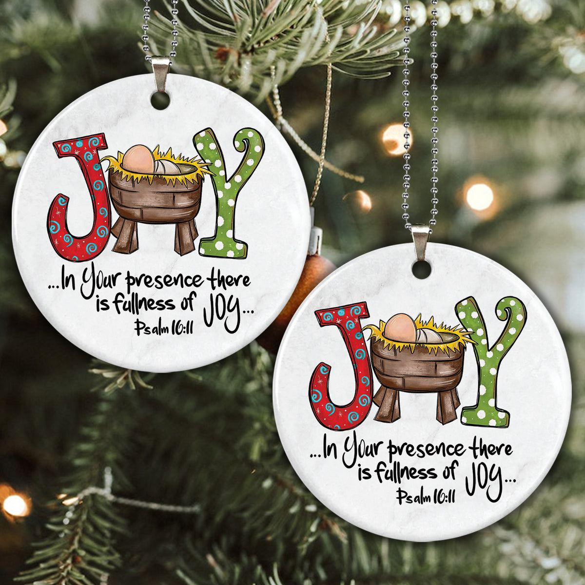 Teesdily | Jesus Nativity Christmas Rear View Mirror Accessories, Christmas Joy Car Charms, Psalm God Bible Verse Christmas Tree Ornament Decor