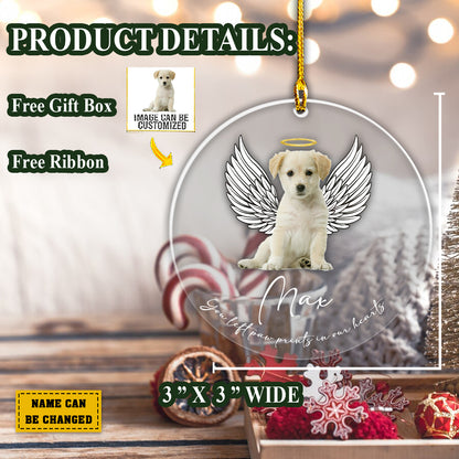 Teesdily | Dog'S Memorial Custom Photo Ornament, Personalized Pet Memorial Photo Car Pendant Hanging, Pet Loss Gifts, Angel Dog With Wing Car Charms