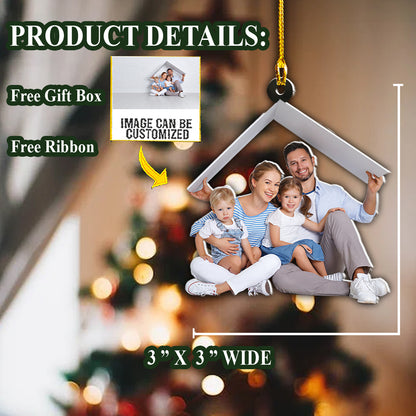 Teesdily | Customized Photo Family Member Ornament Family Christmas Ornament Holiday Party Decor Children Gift Idea Custom Acrylic Photo Ornament