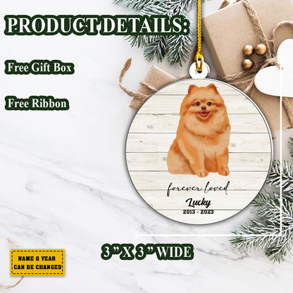 Teesdily | Pomeranian Dog Customized Car Pendant Hanging Forever Loved Car Charms Memorial Ornament Sympathy Gift For Loss Of Pet Dog Loss Keepsake