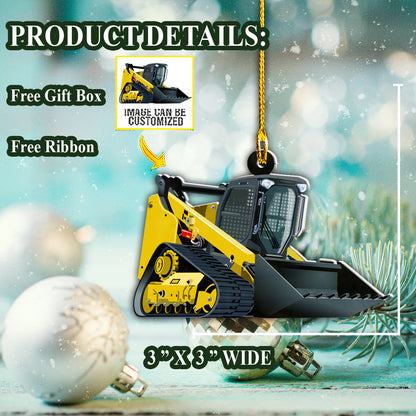 Teesdily | Customized Name Excavator Christmas Car Pendant Hanging For Excavator Drivers Home Decor Xmas Keepsake Daddy Gifts