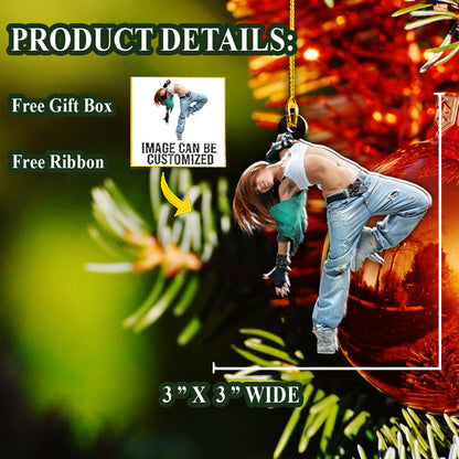 Teesdily | Customized Photo Dancing Christmas Ornament Dancer Hanging Ornament Dancers Gift Holiday Gift Idea Custom Photo Ornament Two Sided