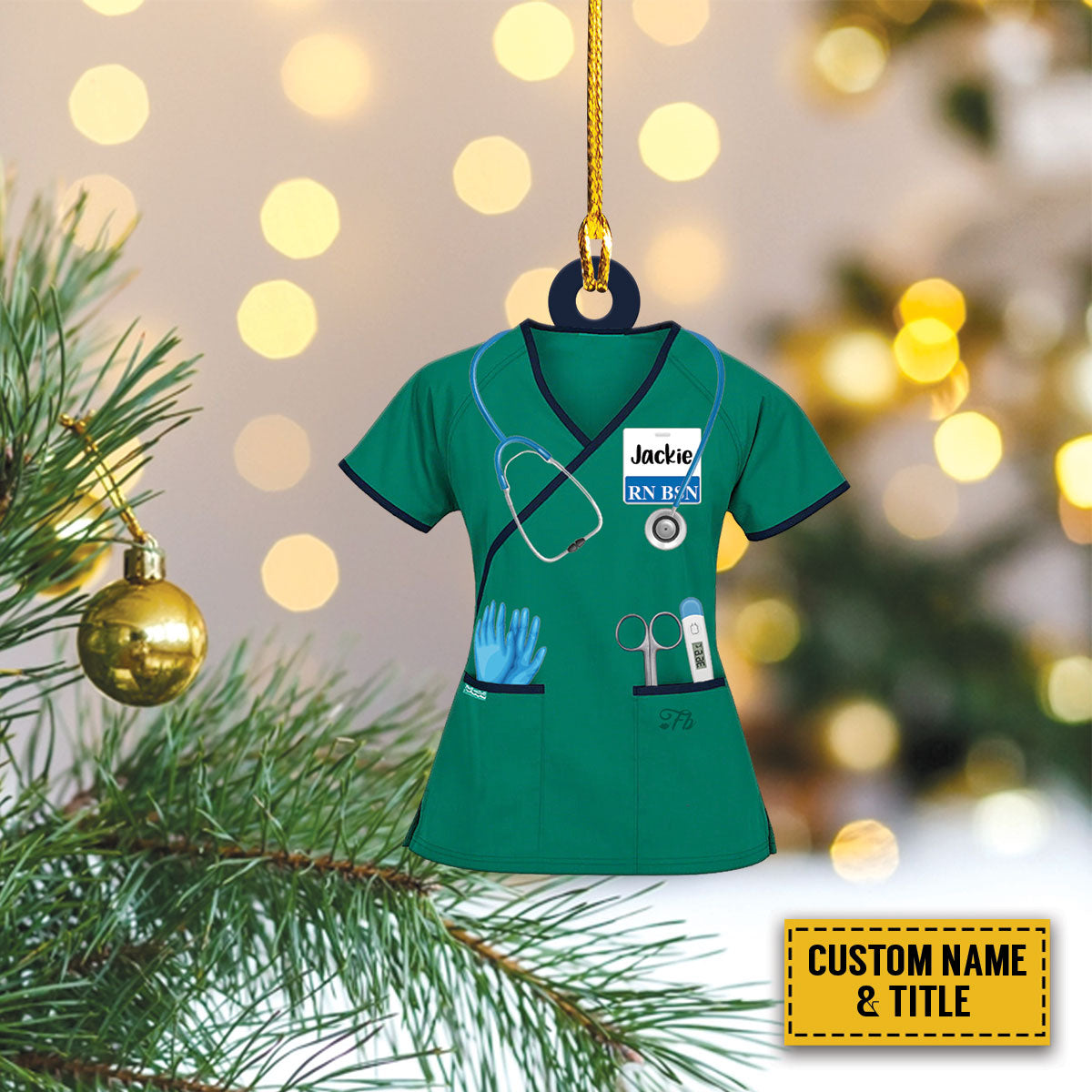 Teesdily | Scrub Nurse Uniform Shirt Customized Car Pendant Hanging Nursing Ornament Icu Nurse Christmas Ornament Nursing Graduation New Nurse Gifts