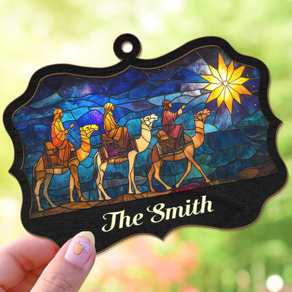 Teesdily | Customized Jesus Nativity 3 Wise Men Christmas Ornament, Holy Night Suncatcher, Jesus Lover Gift, Christmas Ornament