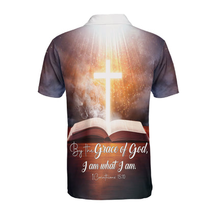 Teesdily | Jesus Christian Cross Bible Heaven Graphic 3D Tshirt Grace Of God I Am What I Am All Over Print Shirt Religious Gift Ideas